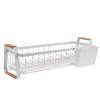 Dish Rack and Drain Board Kitchen Plate Cup Dish Drying Rack Tray Cutlery Dish Drainer with Wood Handle