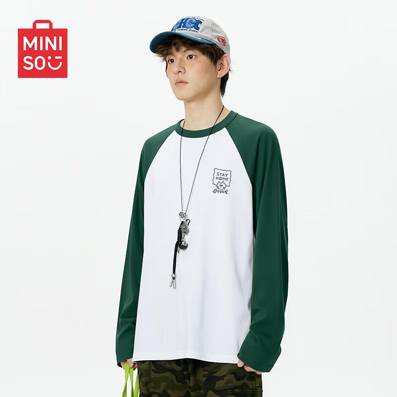 MINISO Men s Pure Cotton Raglan Long Sleeve T-Shirt XL