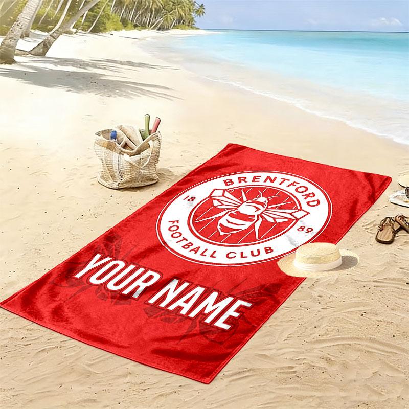 Custom Brentford Print Beach Towel, Large Soft Quick Dry Towel for Beach Camping Swimming