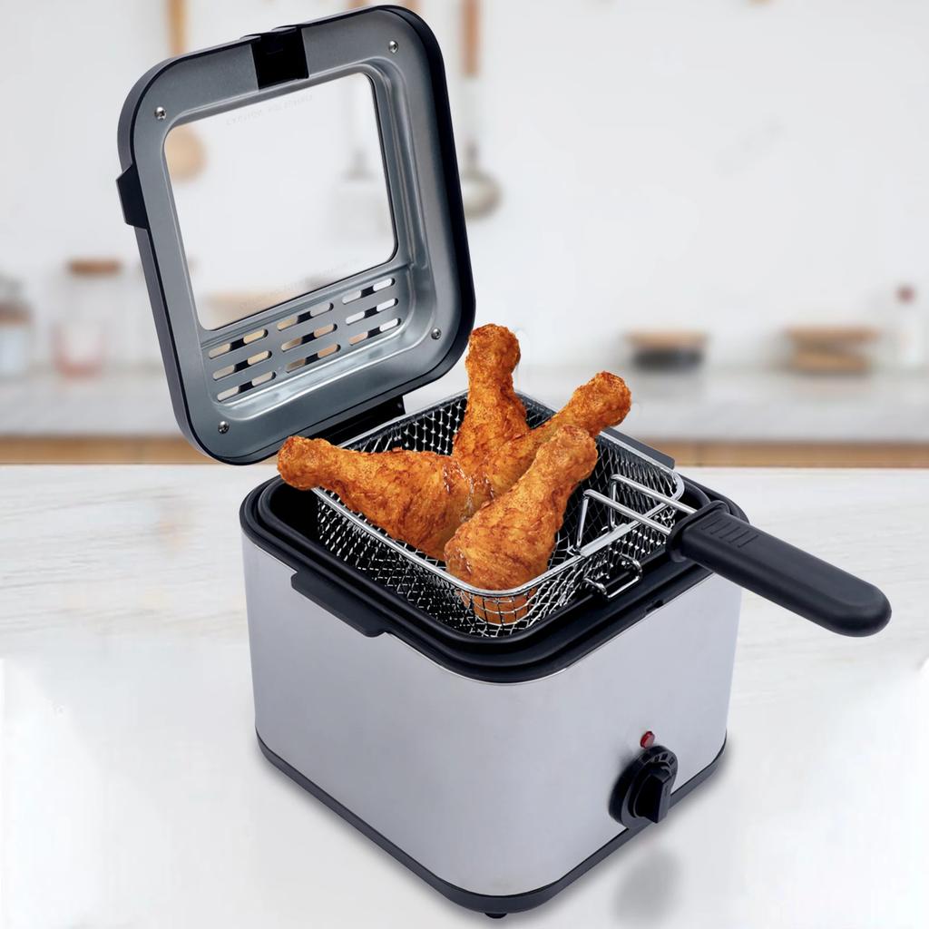 2.64 Quart Large Capacity Kitchen Household Deep Fryer, Multi-Function French Fry Machine with Basket, 1000W Fast Frying