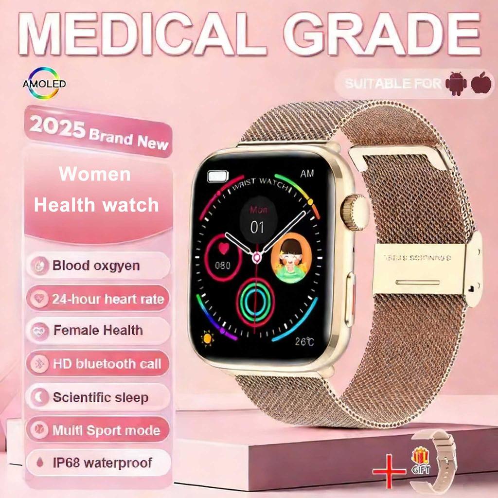 1.85-inch AMOLED Screen Smart Watch Women Bluetooth Call NFC Heart Rate Blood Pressure Blood oxygen Lady Sleep Smartwatches 2026