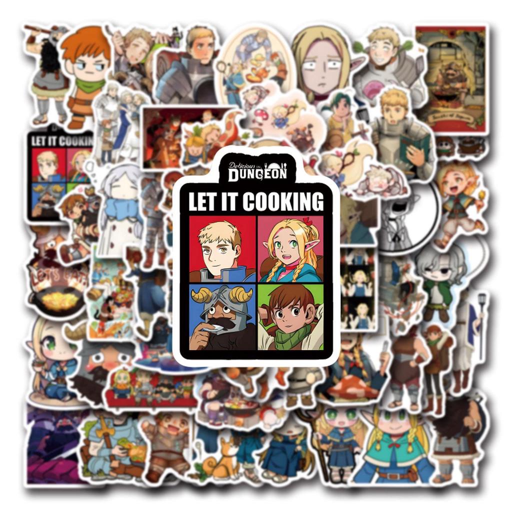 55 Anime Dungeon Foodie Graffiti Stickers - Waterproof Decoration for Computers