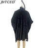 BITCED Autumn and Winter Women's Imitation Mink Velvet Cape Tassel Shawl Solid Colour Thickened Warm Bat