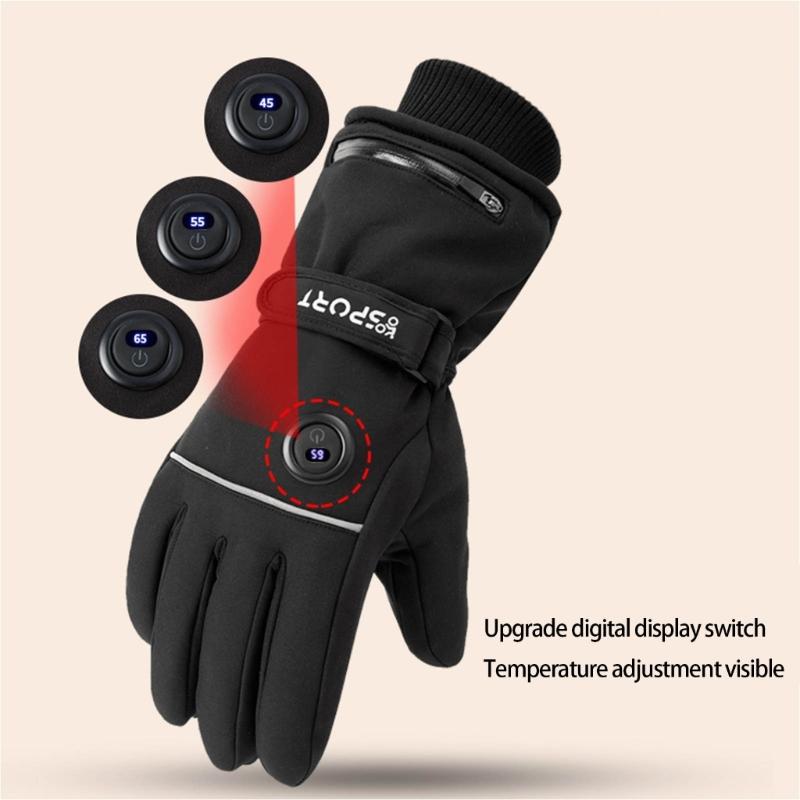 Rechargeable Heated Gloves Heating Adjustable 3 Heat Level Waterproof Touchscreens For Extreme Cold
