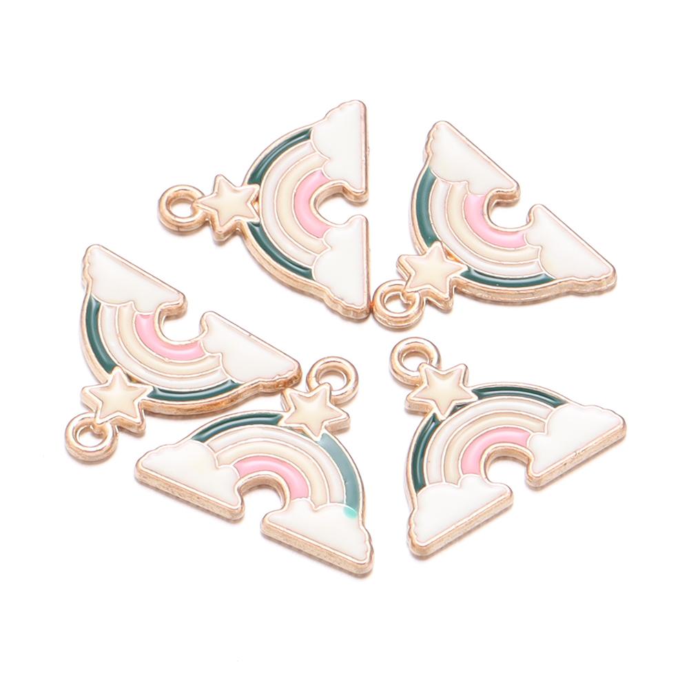 10-40pcs/lot Rainbow Series Alloy Pendants Alloy Letter Enamel Charms For DIY Jewelry Making Accessories Necklace Bracelet