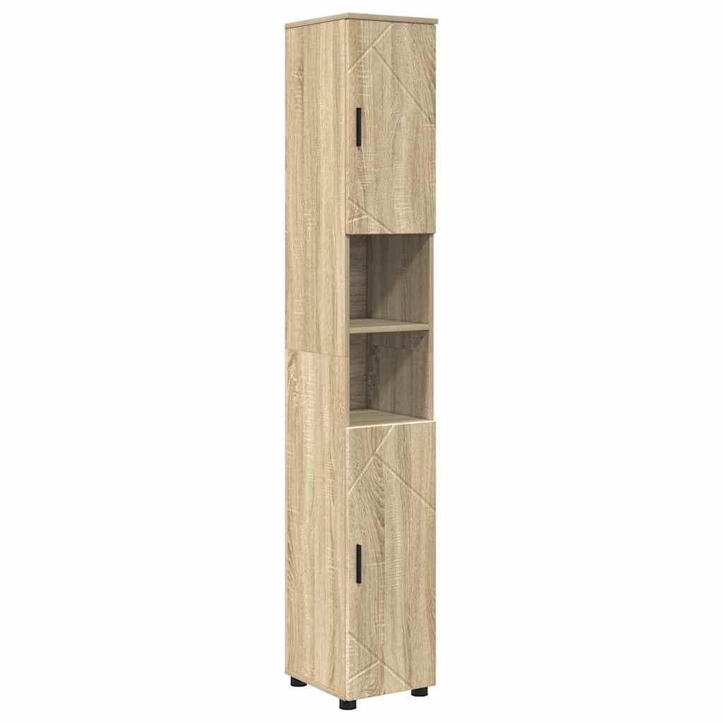 Bathroom Furniture Set 4 Pcs Sonoma Oak Engineered Wood & Metal