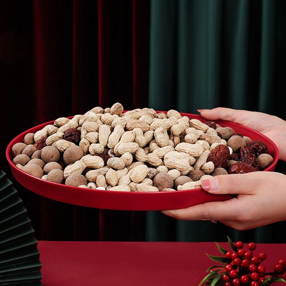 1Pcs Festive Supplies Xi Tray Snack Fruit Toast Chinese Traditional Plate New Red Tray