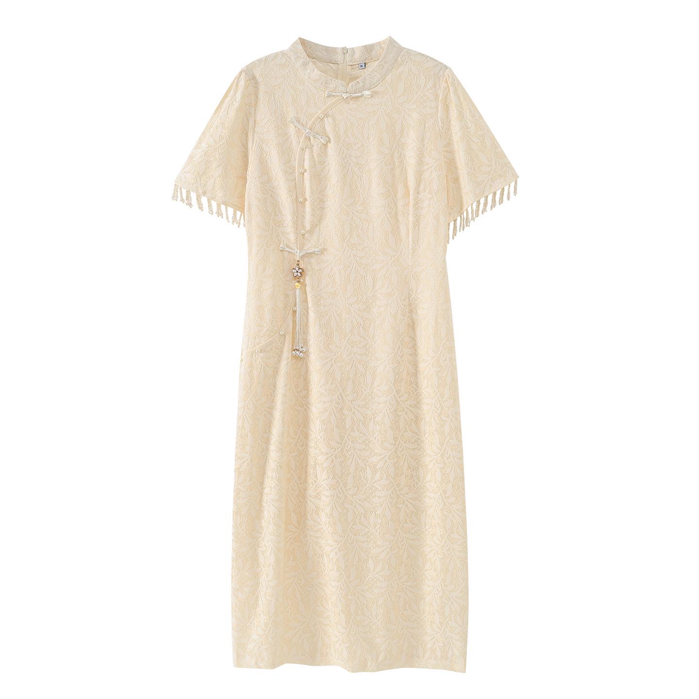 

Zhi Xuan Plus Size Women s Tassel Qipao Dress for Bridal Engagements - Summer 2026 Jacquard 2XL (72.5-80 kg) абрикосовый