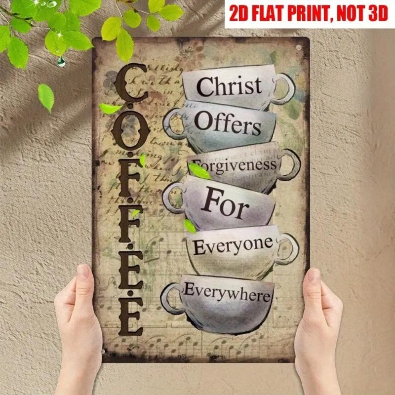 

Vintage Metal Tin Sign Christ Coffee Wall Art Retro Home Bar Decor 20x30cm