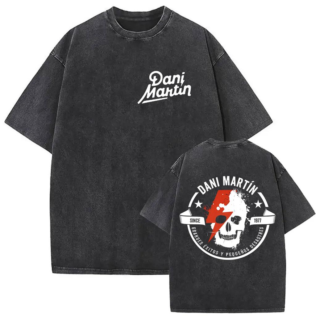 Rapper Dani Martin Lo Que Me De La Gana Tour Vintage Washed T Shirts Men Women Pop Fans Fashion Clothing Oversized Tshirt