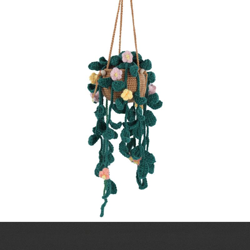 

Набор для вязания крючком подвесного растения с инструкцией. Простое ручное вязание. Клубок пряжи, нитки, иглы, крючки, инструменты для вязания, набор аксессуаров.
