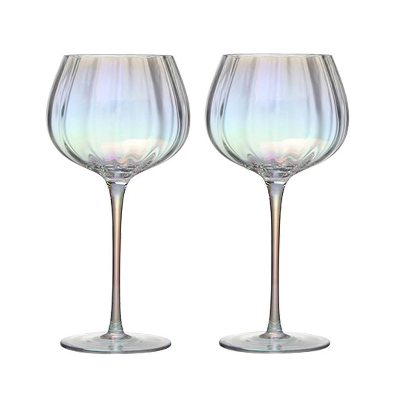 1/2PCS Light Luxury Creative Prism Colorful Red Wine Glass Household Goblet Electroplated Crystal Glass Wine Glass Wine Set