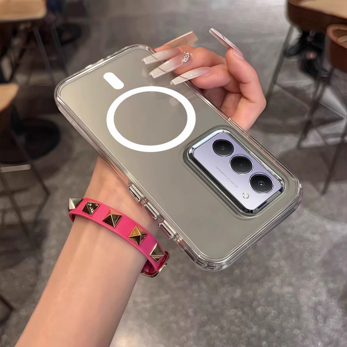 Case for Xiaomi Redmi 15 5G,15 4G Minimal Semi-Transparent Magnetic Casing Raised Electroplated Lens Bezel Anti-Slip Drop Resistant Protective Shell Redmi 15 5G