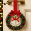 Holiday Party Souvenirs Mini Christmas Wreath Door Handle Decoration, Gingerbread/Angel/Bell/Snowman Artificial Pine Small Hanging Decor with