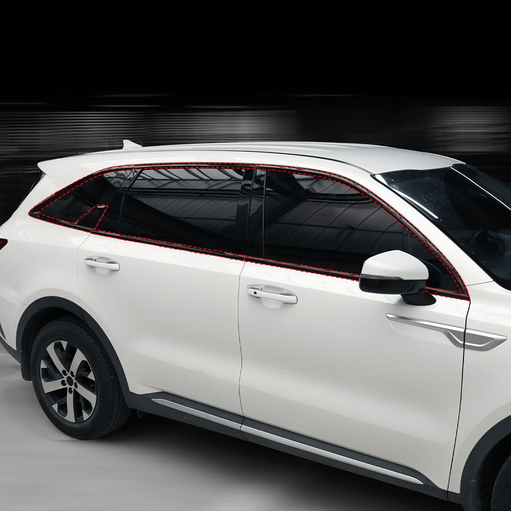 For Kia Sorento MQ4 2021-2026 10pcs ABS Car Window Decorative Strip Button Side Panel Cover Trim D-pillar Window Trim Strip