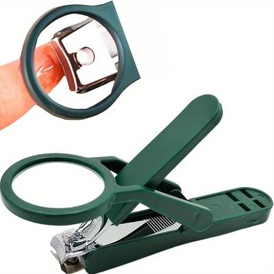 1pc Stainless Steel Nail Clipper with Magnifying Glass - Anti-Splash Design, Ergonomic Comfort Grip for Elderly Precise Cutting