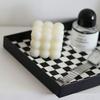 1pc-Desktop Storage Tray, Medieval Black and White Checkerboard Entrance Jewelry, Square Ornament