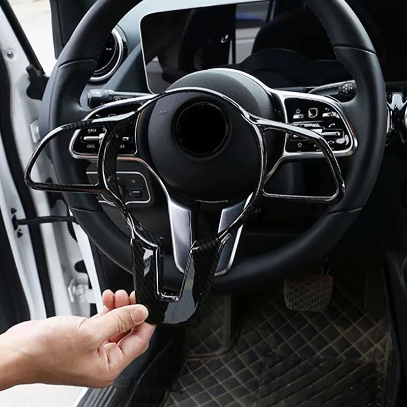 Car Steering Wheel Frame Trim For Mercedes Benz A B C GLB Class W177 W247 X247 - Carbon Fiber Color Interior Accessories