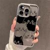 Cute Black White Cat Electroplated Clear Phone Case For iPhone 17 Pro Max 16 15 14 13 12 11 Pro 16 Plus 17 Air Shockproof Cover