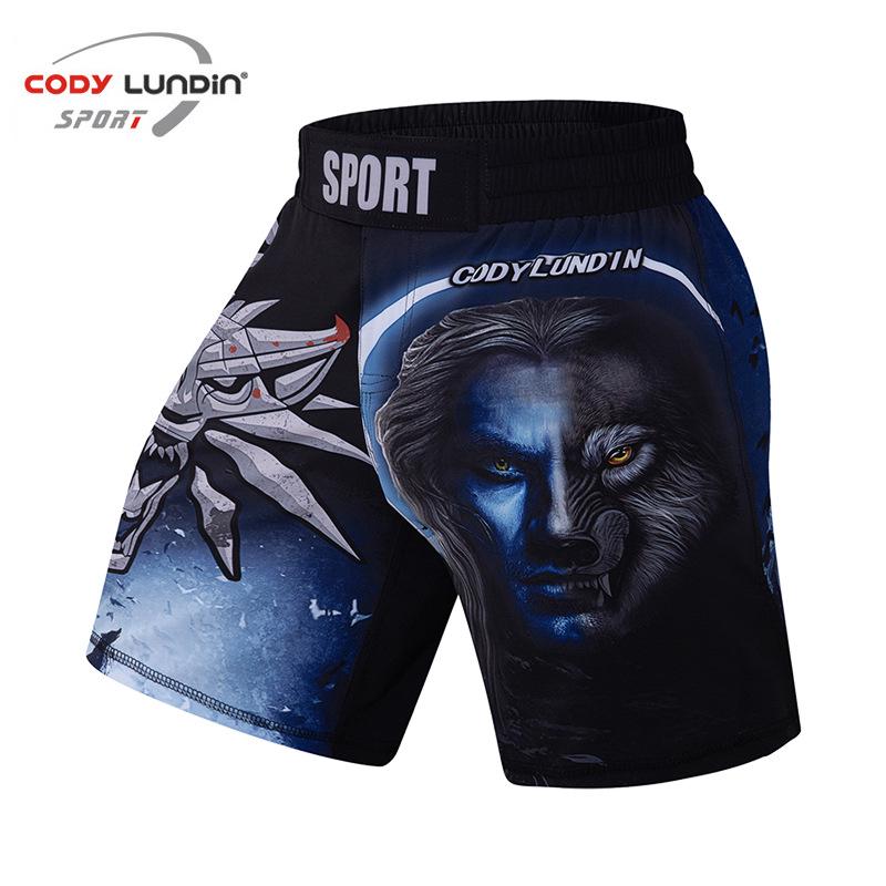 Men's Digital Print Fight Training Shorts for Gym, Jiu-Jitsu, and Sanda
