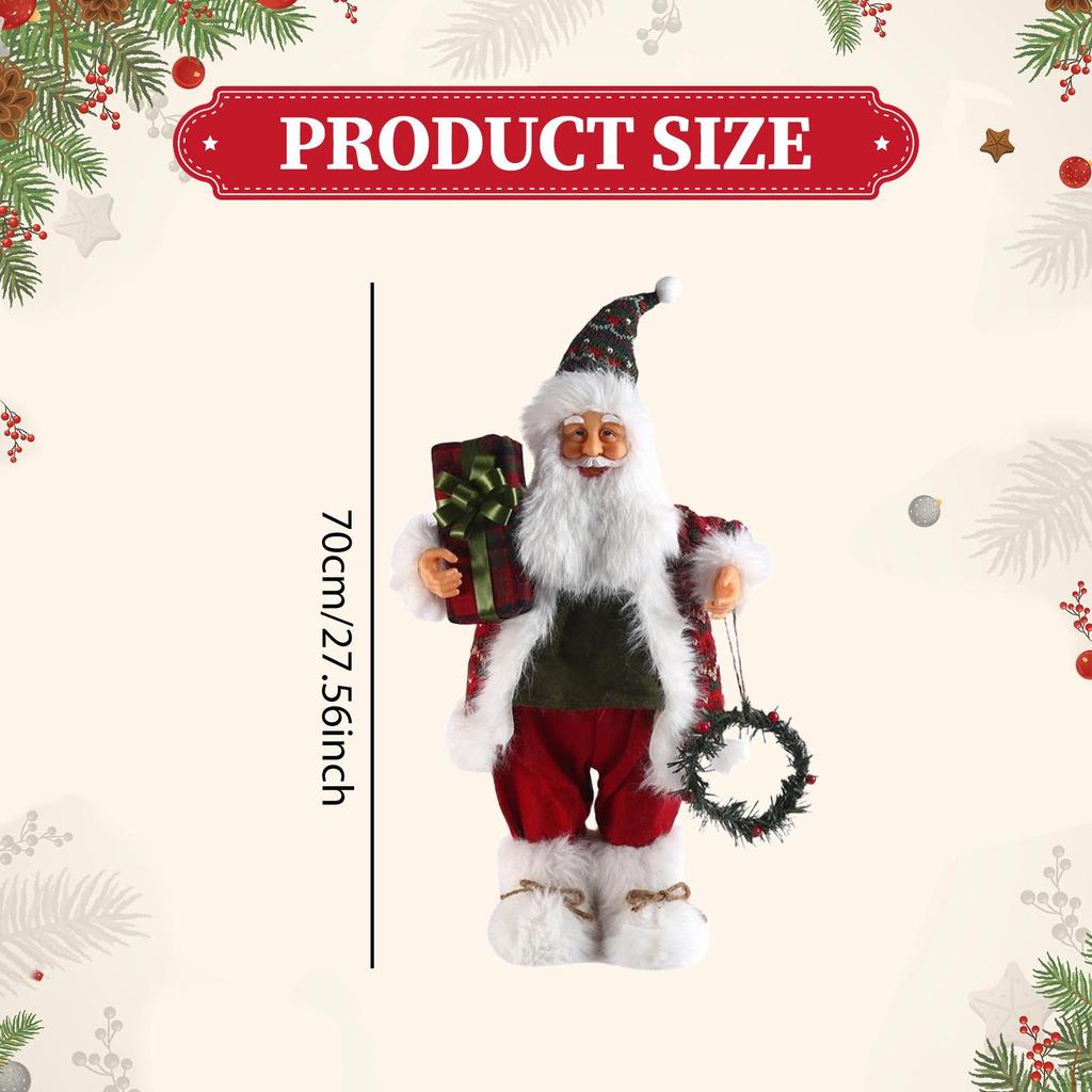 Santa Claus Figurine Christmas Doll Toy Adornment Traditional Standing Figure Xmas Decor for