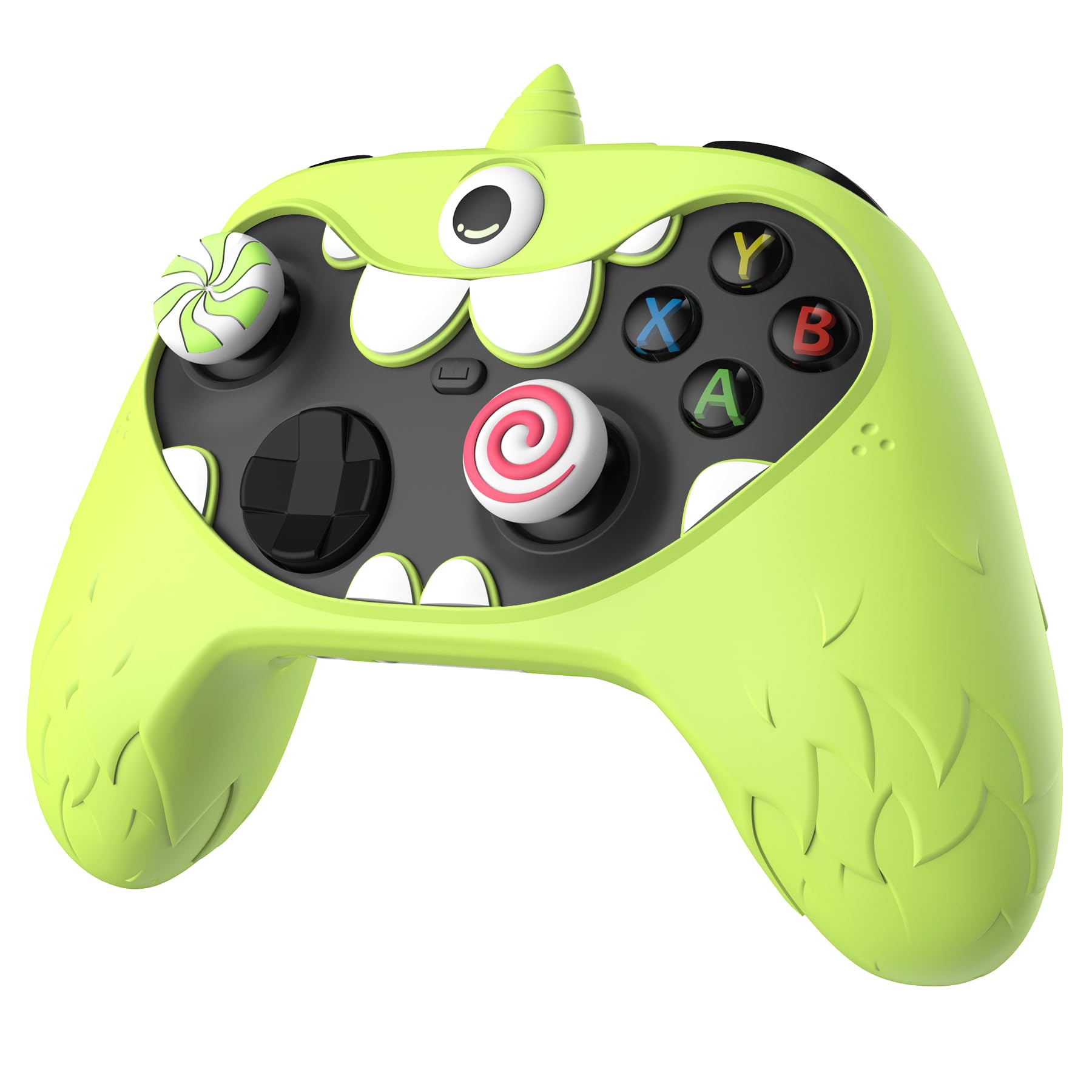 

PlayVital Cute Monster Silicone Cover for Xbox Series Xbox Core Controller Grip Full Includes Joystick Caps and Stickers Mono-Eye X/S Controllers, зелений