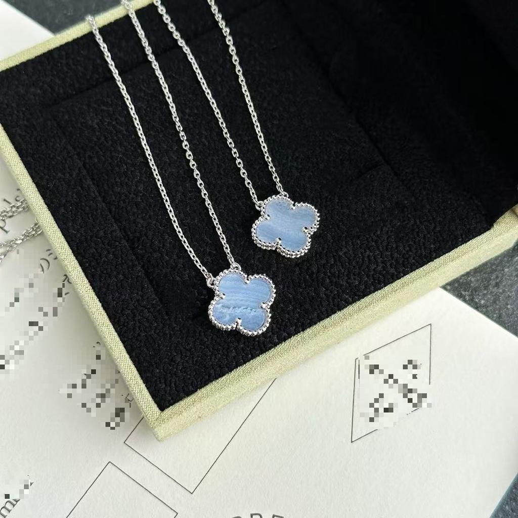 Four-leaf Clover Purple Chalcedony Necklace High-end Sense Clavicle Light Luxury High-end Fashion Women's Necklace