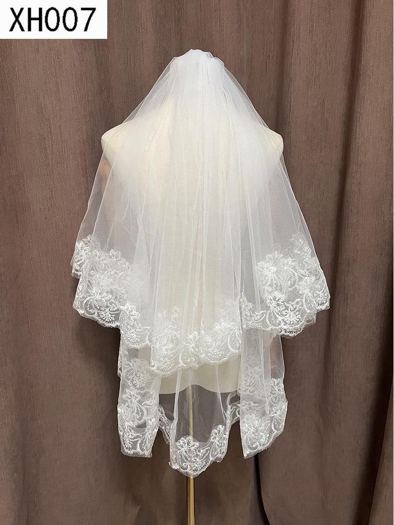 Double Layer Bridal Veil with Sequin Lace Trim