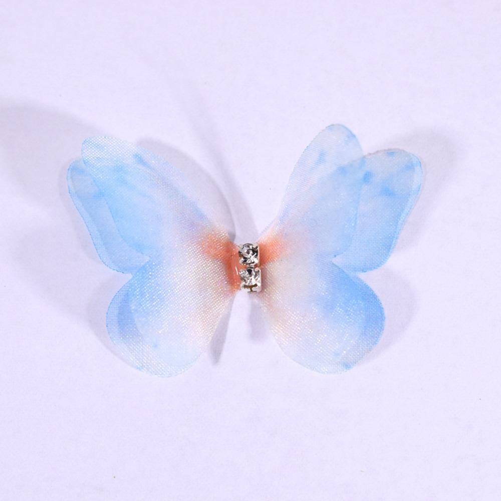 50 bucăți de culoare gradient șifon brodat fluture accesorii pentru păr de mireasă