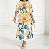 Women Plus Size Floral Printed Two Piece Set V Neck Sleeveless Midi Dress Short Sleeve Cropped Shrug