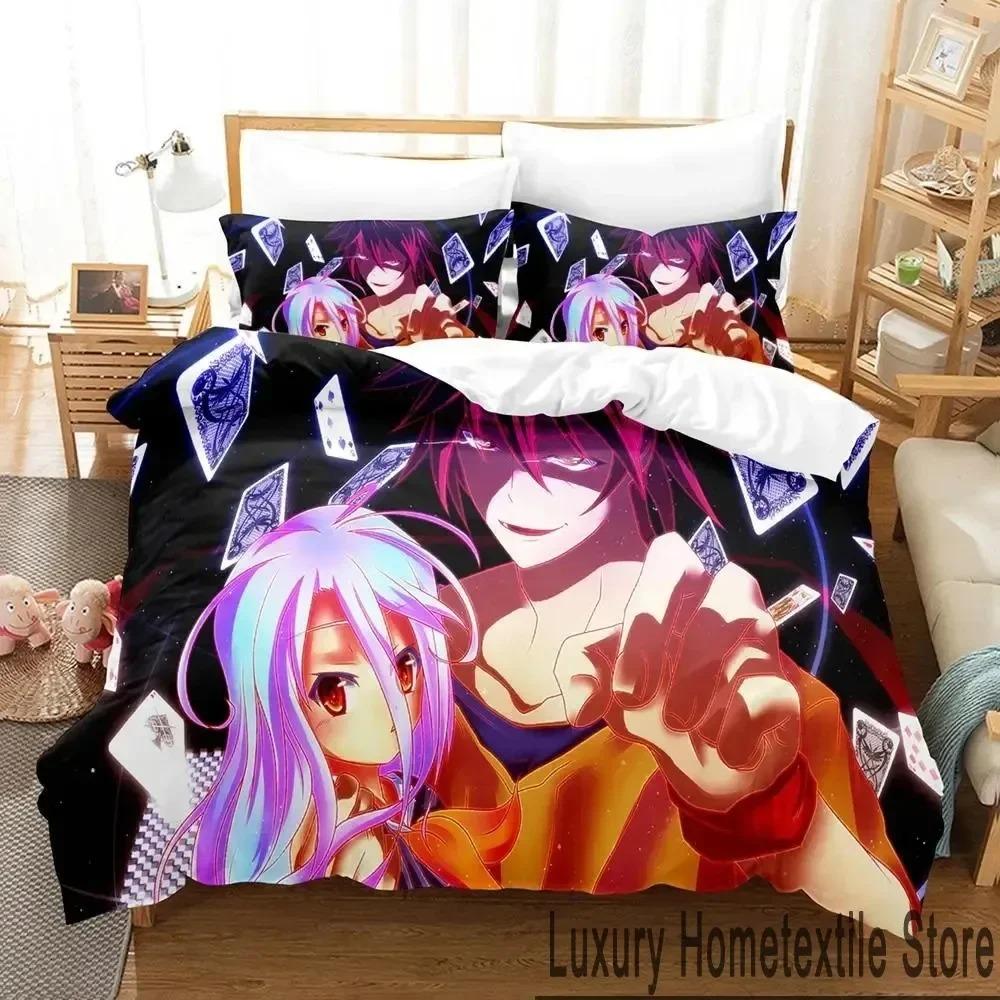 3D No Game No Life Anime Bedding Set Boys Girls Twin Queen King Size Duvet Cover Pillowcase Bed boys Adult Home Textileextile