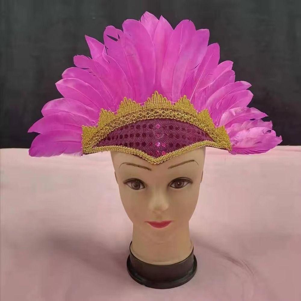 Head-mounted Feather Headdress Hair Band Carnival Costume Headwear Chief Headdress Adult Kids