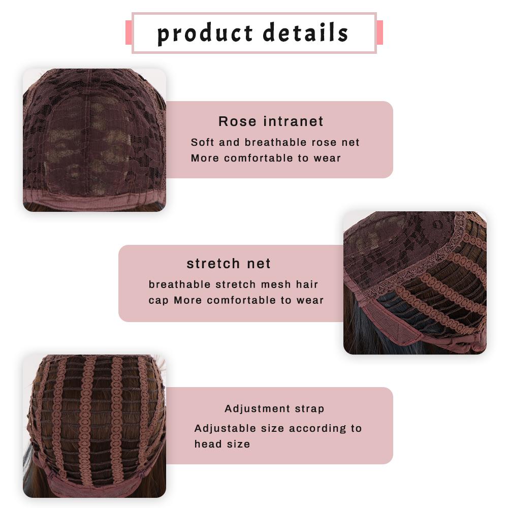 Short Straight Synthetic Wig Honey Color + Blue Bob Wig with Bangs for Women Cosplay Everyday Natural Hair Wig Heat Resistant Fiber