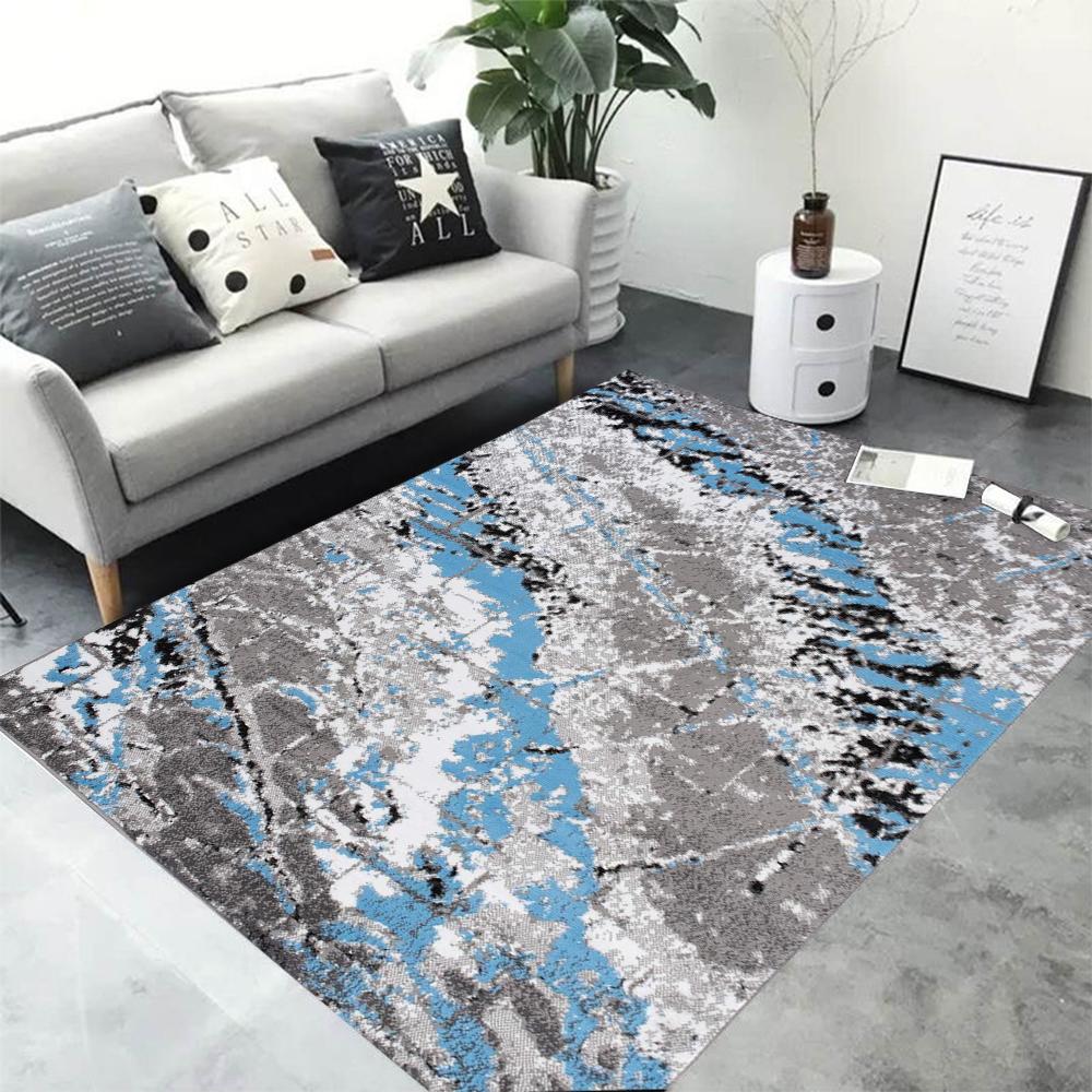 Abstract Texture Large Area Rug Multi-tone Black White Gray Abstract Pattern Carpet Floor Mat for Living Room