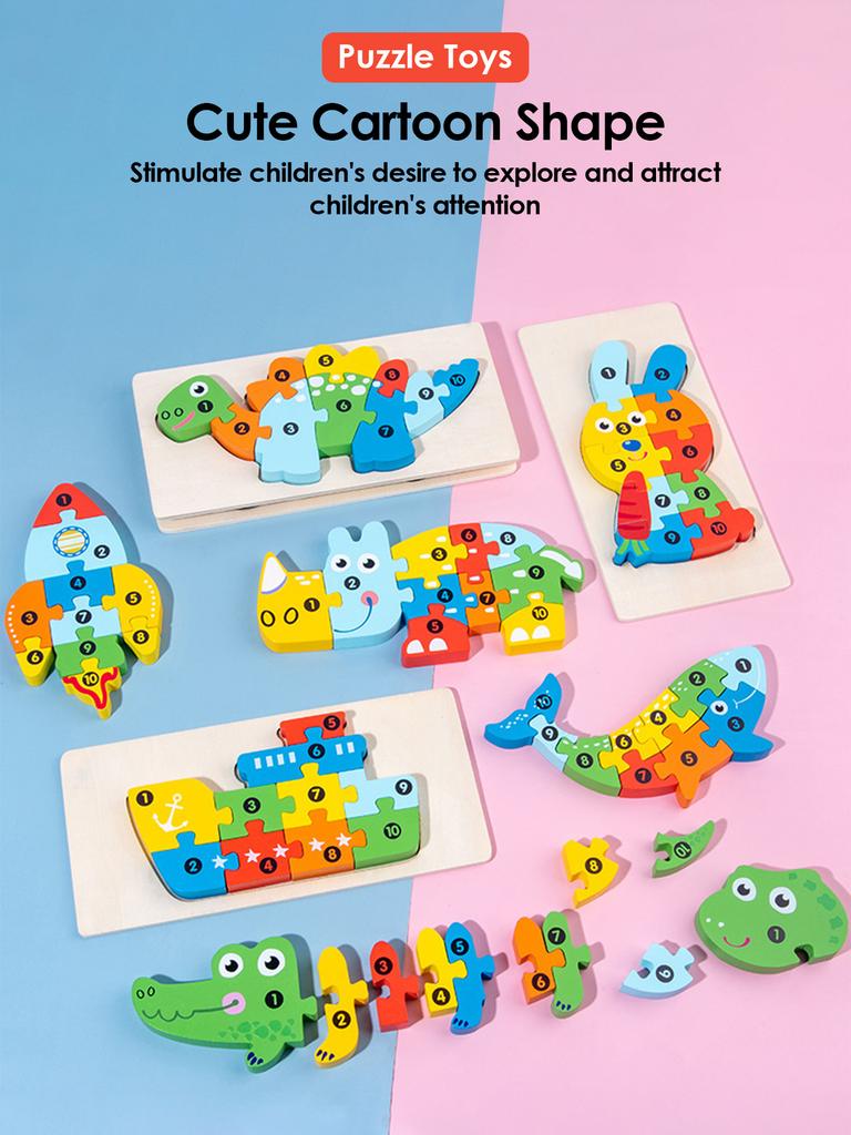 3D Holz Puzzles Pädagogisches Cartoon Tiere Frühen Lernen Kognition Intelligenz Puzzle Spiel Für Kinder Spielzeug