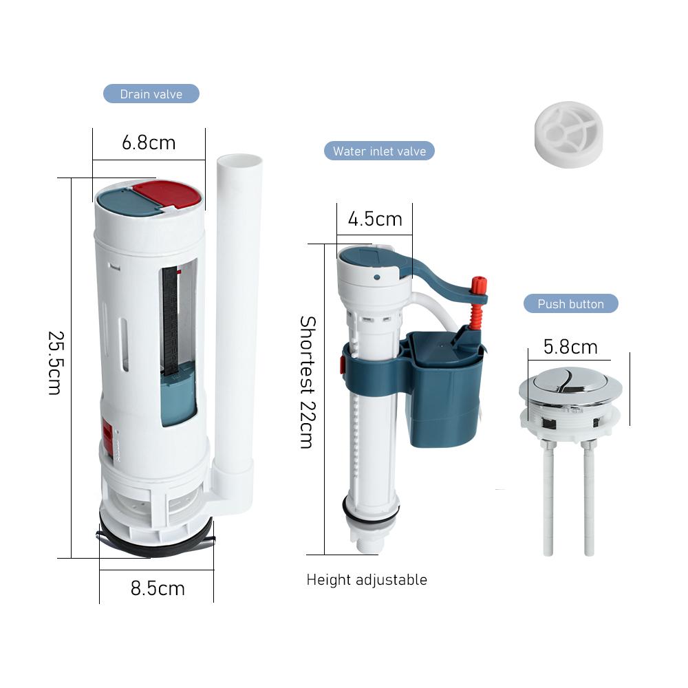 

Зливна арматура бачка унітазу Зливний клапан унітазу Впускний клапан Універсальна кнопка Верхній клапан Випускний комплект Впускний випускний клапан Кнопка бачка