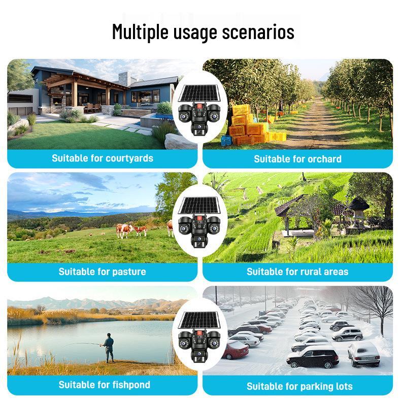 Solar 4M Pixels True Color HD 4G Outdoor Wireless Surveillance Camera for Fish Ponds