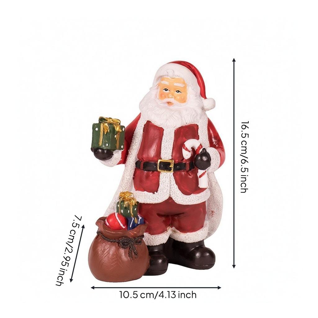 Resin Santa Figurine Colorful Ornament Indoor for Mantel Display
