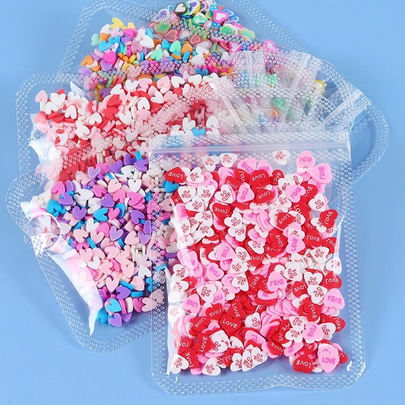 10g/bag Heart Shaped Soft Ceramic Sliced Valentine's Day Nail Accessories for Making Charming Nail Decoration Accessories DIY Nail Products