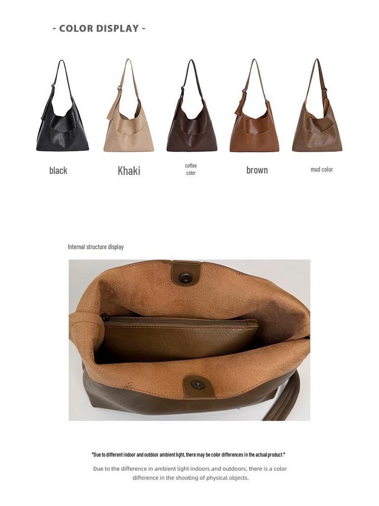 Retro Large-Capacity Textured Shoulder Bag - Women's Fashion Versatile Tote for Autumn/Winter