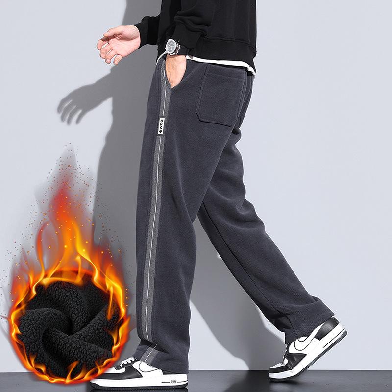 Men's Fleece-Lined Wide-Leg Sweatpants, Winter Sports Casual Pants for Spring/Autumn 2025