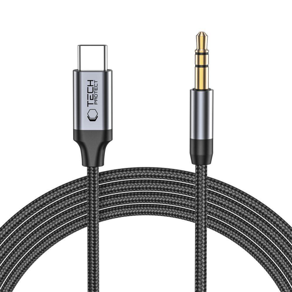 Kabel Przewód Audio USB-C - Mini Jack 3.5mm 1 M - Czarny
