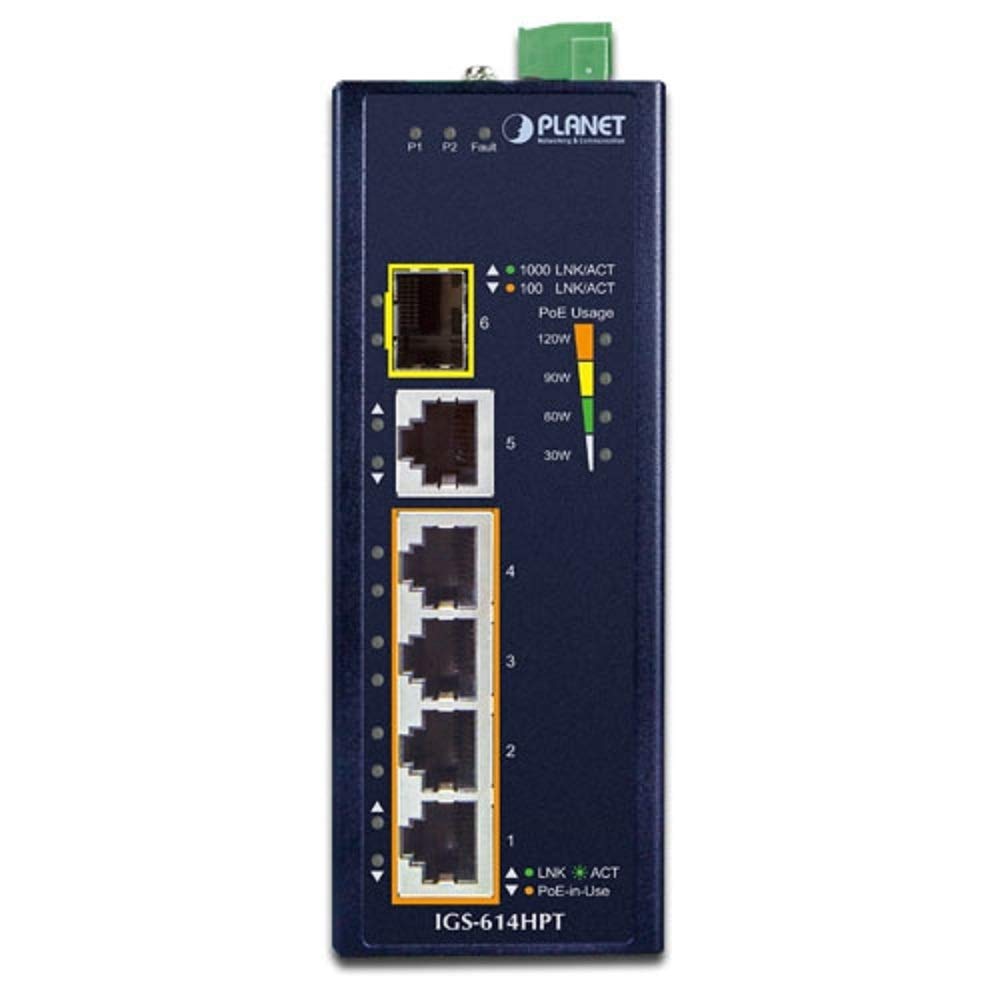 PoE SFP Gigabit Ethernet Switch IGS-614HPT_Industrial 4-Port 10/100/1000T 802.3at + 1-Port 10/100/1000T + 1-Port 100/1000X