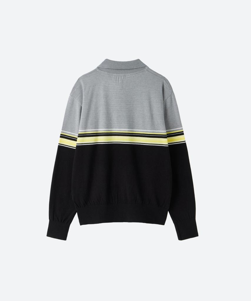 MOONSUN M.C Unisex, Point Stripe Collar Knit / Gray Yellow
