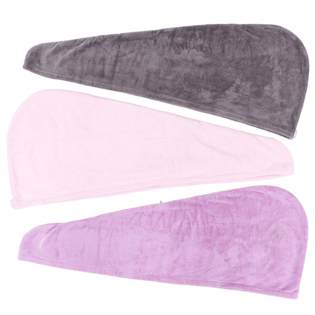 3 Stück Mikrofaser Haartuch Wickel Verdrehen Haartrockentuch Dick Solide Schnelltrocknend für Sport Schwimmen Haarpflege