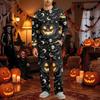 Men's Halloween Pajama Set Long Sleeve Long Pants with Crotch Buttons and Elastic Drawstring Waist