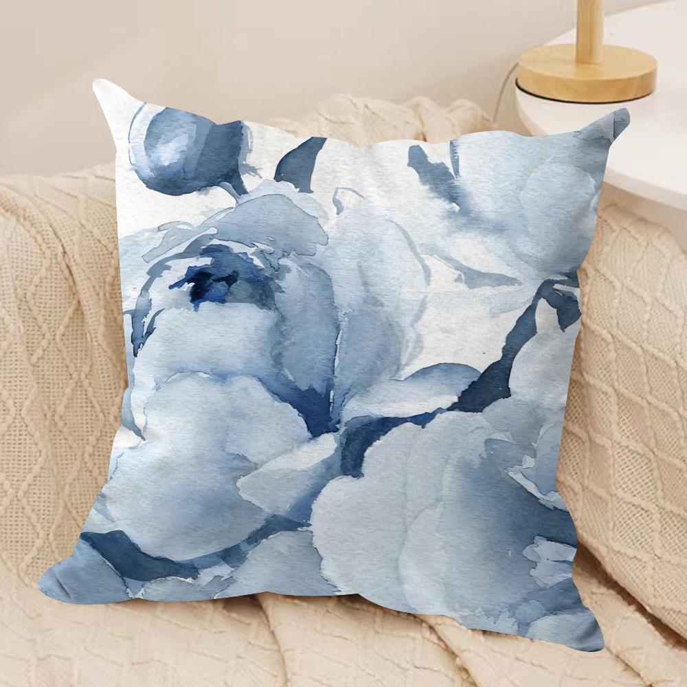 Painted Blue Print Creative Cushion Cover Soft Plush DoubleSided Sofa Pillow Cushion Cover  AllSeason Durable Decor Gift