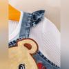 Girls' Denim Overalls Set With Cute Doll Prints, Casual Kids Outfit