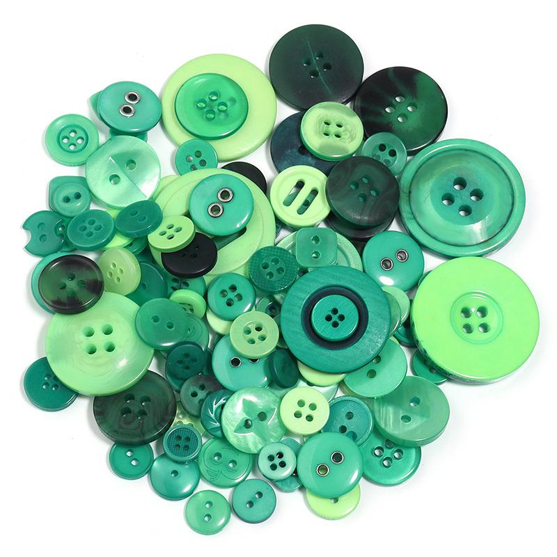 80PCS Resin Round Colored Buttons 2/4-Holes Mixed Buttons Handmade DIY Manual Button Painting Material Clothing Accessories