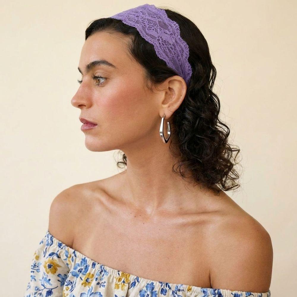 Elastic Lace Headscarf Hollow-Out Headwrap Cap Fashion Mesh Lace Headband Lady Girls Headwear